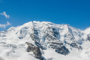 Fototapeta na wymiar Bernina, Piz Palü, Diavolezza, Gletscher, Berninagruppe, Gletscherwanderung, Alpen, Pontresina, Graubünden, Sommer, Klimawandel, Schweiz