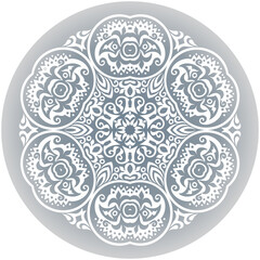 Vector white ethnic round ornamental illustration.