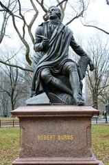 Monument of Robert Burns in Central Park, New York, USA 