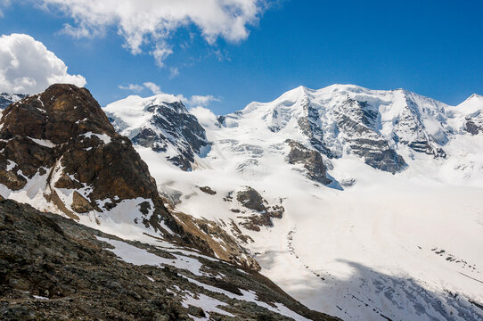 Bernina, Piz Pal&uuml;, Diavolezza, Gletscher, Piz Trovat, Piz Bernina, Berninagruppe, Gletscherwanderung, Alpen, Pontresina, Graub&uuml;nden, Sommer, Klimawandel, Schweiz