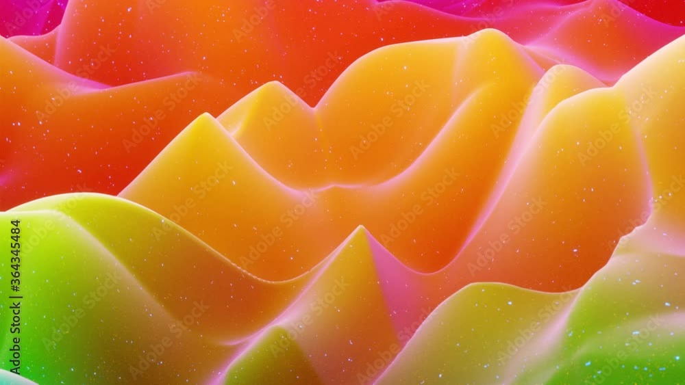 Poster beautiful abstract 3d surface with glitter sparkles, extruded or displaced waves transform in loop. 