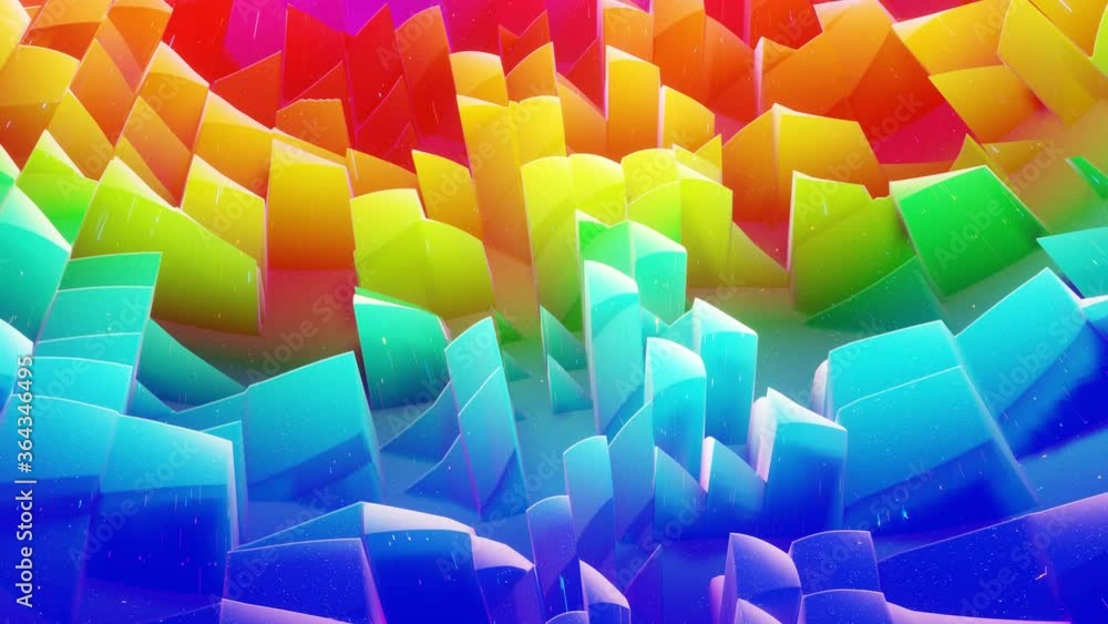 Poster beautiful abstract 3d surface with glitter sparkles, extruded or displaced waves transform in loop. 
