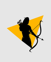 Lord rama vector design silhouette graphics with orange background. - obrazy, fototapety, plakaty