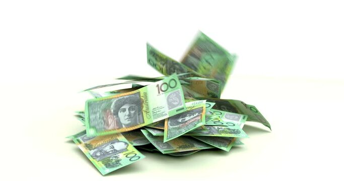 Australian Dollar falling on white background