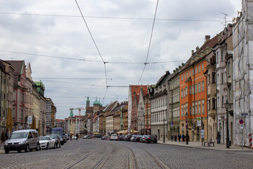Naklejka na ściany i meble Augsburg, Germany townscape on Maximilianstrasse.