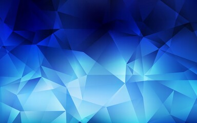 Dark BLUE vector triangle mosaic background. Shining polygonal illustration, which consist of triangles. Completely new template for your banner.