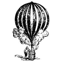 Vintage engraving of a a hot air balloon