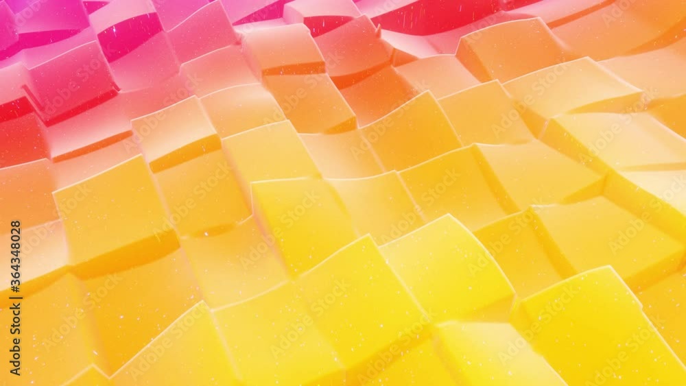 Poster beautiful abstract 3d surface with glitter sparkles, extruded or displaced waves transform in loop. 
