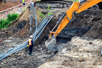Work crews performs excavation work