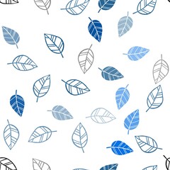 Light BLUE vector seamless doodle texture with leaves. Modern geometrical abstract illustration with leaves. Pattern for design of fabric, wallpapers.
