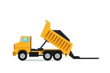 Mining Dumper Truck isolated on white (Yellow Mining Dumper Truck)