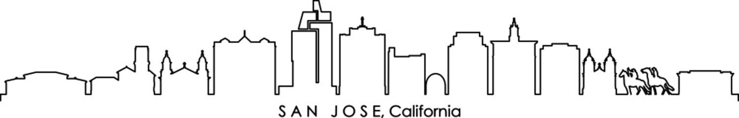 SAN JOSE City California Skyline Silhouette Cityscape Vector