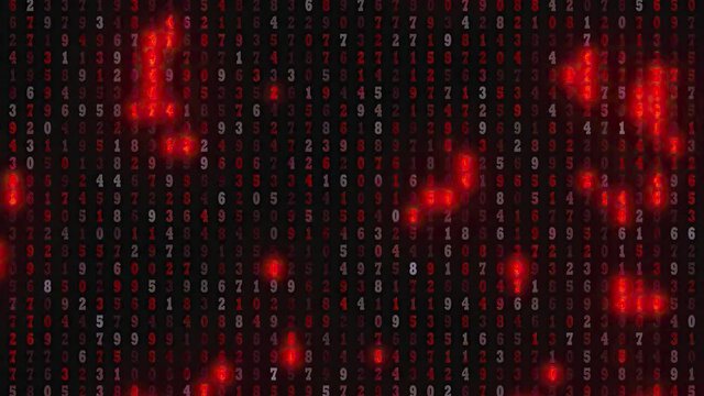 Red colored binary code background - seamless looping.