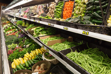 Fresh vegetables on display in farmer's market