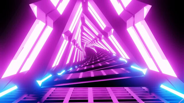 A background of a 3d animation in the shape of a pink and blue triangle