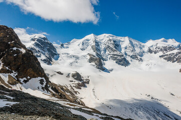 Bernina, Piz Palü, Diavolezza, Gletscher, Piz Trovat, Piz Bernina, Berninagruppe, Gletscherwanderung, Alpen, Pontresina, Graubünden, Sommer, Klimawandel, Schweiz