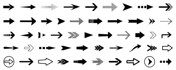 Arrows big black set icons. Arrow vector collection