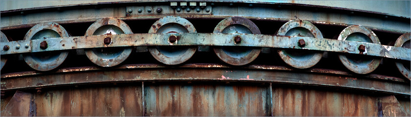 Rust and shades of browns and blues