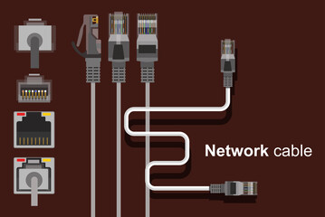 LAN wire, network cable Computer cable  - obrazy, fototapety, plakaty