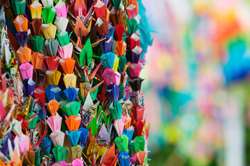 Japan Hiroshima Peace Memorial Park colorful paper cranes