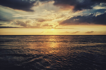 Beautiful Sunset Landscape with Clouds on the Sea.