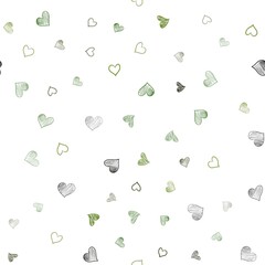 Dark Green vector seamless pattern with colorful hearts. Glitter abstract illustration with colorful hearts in romantic style. Design for ad, poster, banner of Valentine Day.