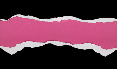 Gap in black ripped paper on pink