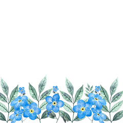 Frame of flowers on a white background to create a beautiful print design in a vintage style.