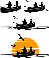 Canoe Boat abstract Vector Outline - 364354864