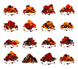 Glowing charcoal, coal pile of charcoal , coal heaps of Glowing coals 