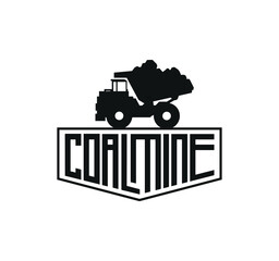 Fototapeta premium Coal mining logo with coal mine text and Coal mine icon