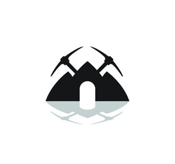 Coal mining logo with coal mine text and Coal mine icon