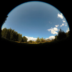 Around on Sky. Taken with a fisheye lens to give the special plate effect. The fresh air feel and clear blue sky are shown on the picture.