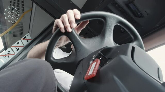 The key hanging on the side of the steering wheel in Helsinki Finland.4K