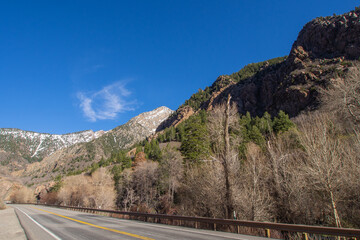 Highway trough Big Cottonwood Canyon, Utah