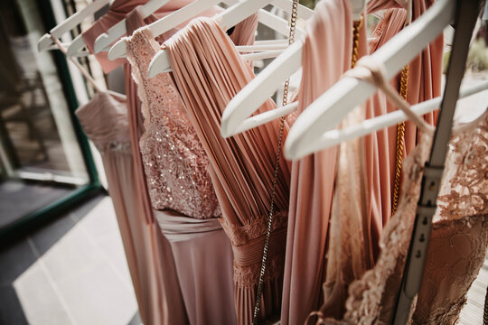 Pink Dresses Hanging On The Hanger