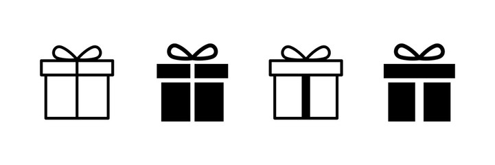 Present gift box icon. Vector isolated elements. Christmas gift icon illustration vector symbol. Surprise present linear design. Stock vector.