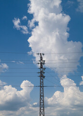 high-voltage power lines at sunset,high voltage electric transmission tower