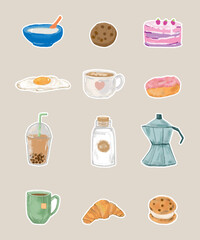 Super cute set of food - Good morning collection, food and drinks conc