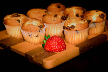 Muffins y combinado con fresa