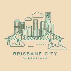 Brisbane City Queensland line icon