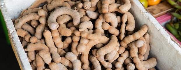 .exotic fruits of Asia - Tamarind. Tamarind in cooking and healthy nutrition in the world