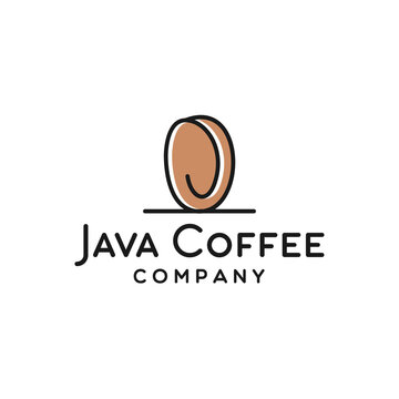 Javanese coffee with line style and flat for caf&eacute; and coffee shop
