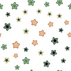 Light Green, Red vector seamless layout with bright stars. Decorative shining illustration with stars on abstract template. Pattern for trendy fabric, wallpapers.