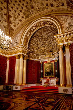 SAINT PETERSBURG, RUSSIA - FEB 24, 2015: Halls of the State Hermitage, a museum of art and culture in Saint Petersburg, Russia. It was founded in 1764 by Catherine the Great