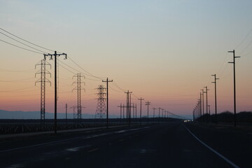 Fototapeta na wymiar Sunset on the highway