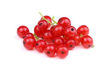 Red currant currant isolated on a white background. Ribes rubrum isolated. Ripe berries.