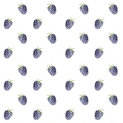 Blackberry berries seamless watercolor pattern.