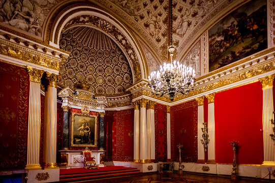 SAINT PETERSBURG, RUSSIA - FEB 24, 2015: One of the sections of the State Hermitage, a museum of art and culture in Saint Petersburg, Russia. It was founded in 1764 by Catherine the Great