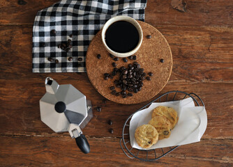 Moka pot coffee maker and coffee cup, steel italian espresso coffee pot